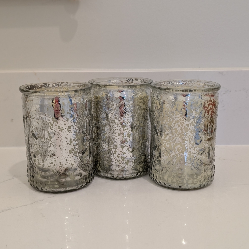 Silver Mercury Glass Decorative Candles - Includes All 3